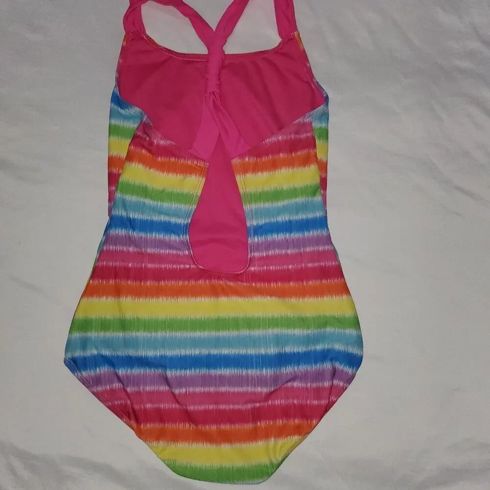 Girls Rainbow Tie Dye  Rainbox Swimsuit 10/12